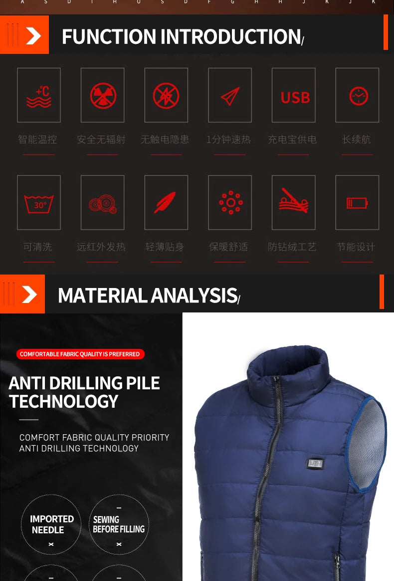 FitByChris – Gilet Chauffant Sport unisexe 9 Zones | Automne & Hiver